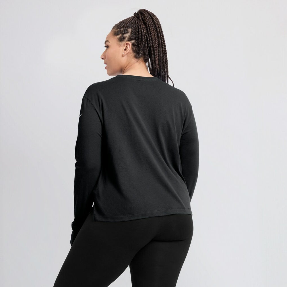 Las Vegas Raiders Nike Women's Modest Crop Performance Long Sleeve T-Shirt