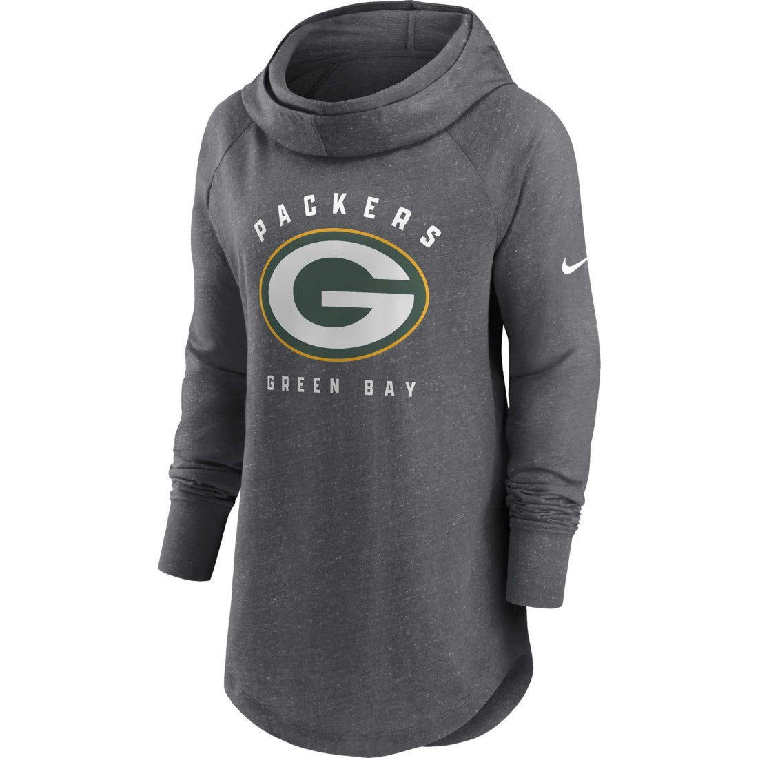 Green Bay Packers Nike Women's Raglan Funnel Neck Pullover Hoodie
