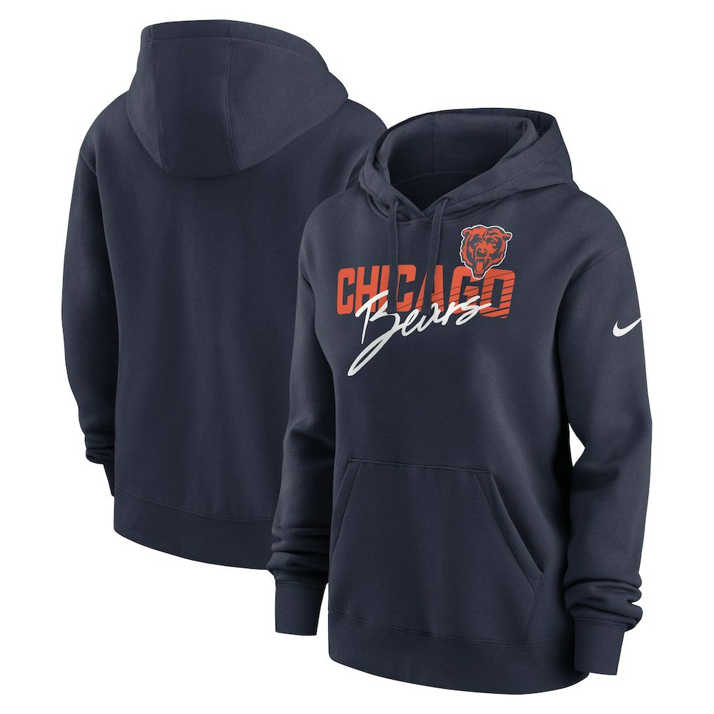 Chicago Bears Nike Women's Wordmark Club Fleece Pullover Hoodie