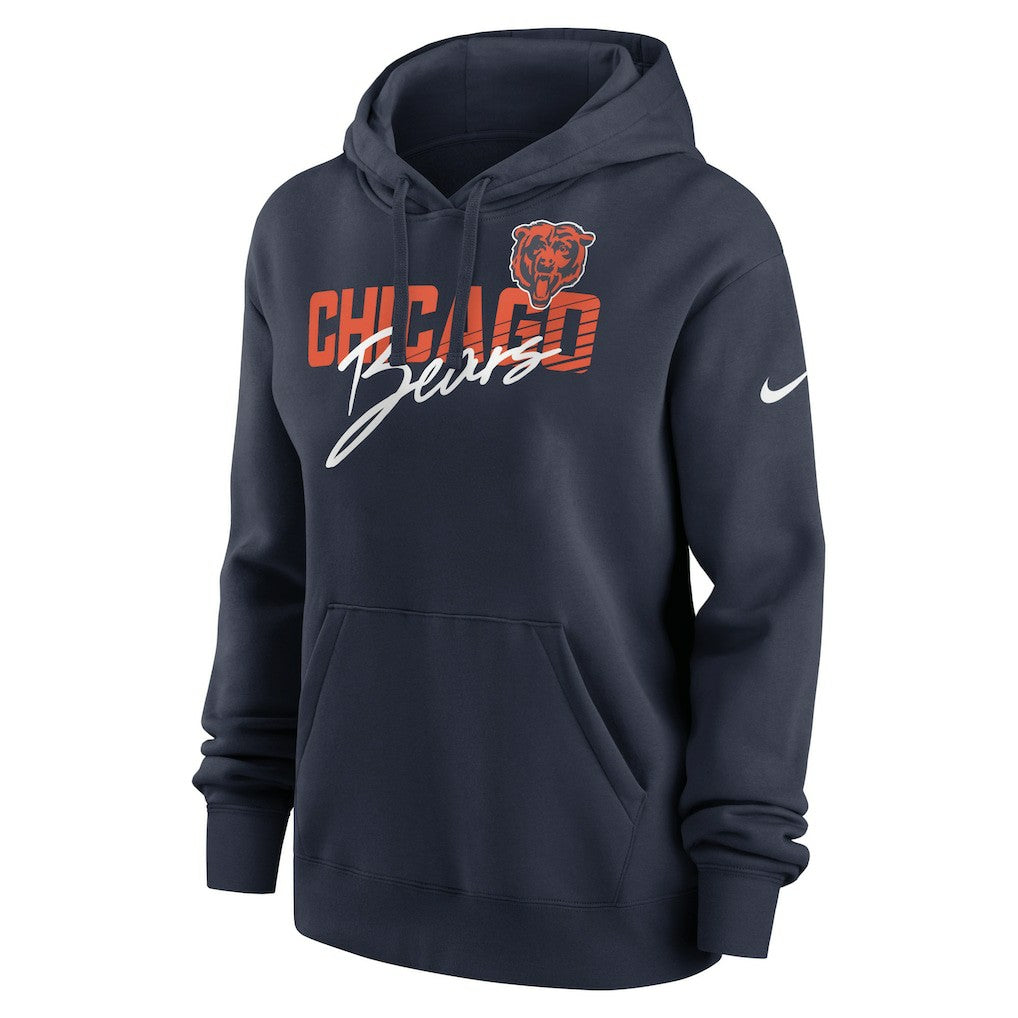 Chicago Bears Nike Women's Wordmark Club Fleece Pullover Hoodie
