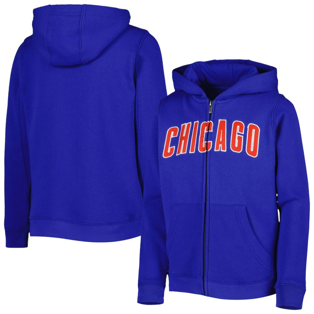 Chicago Cubs Youth Wordmark Full-Zip Fleece Hoodie | MLB Discount