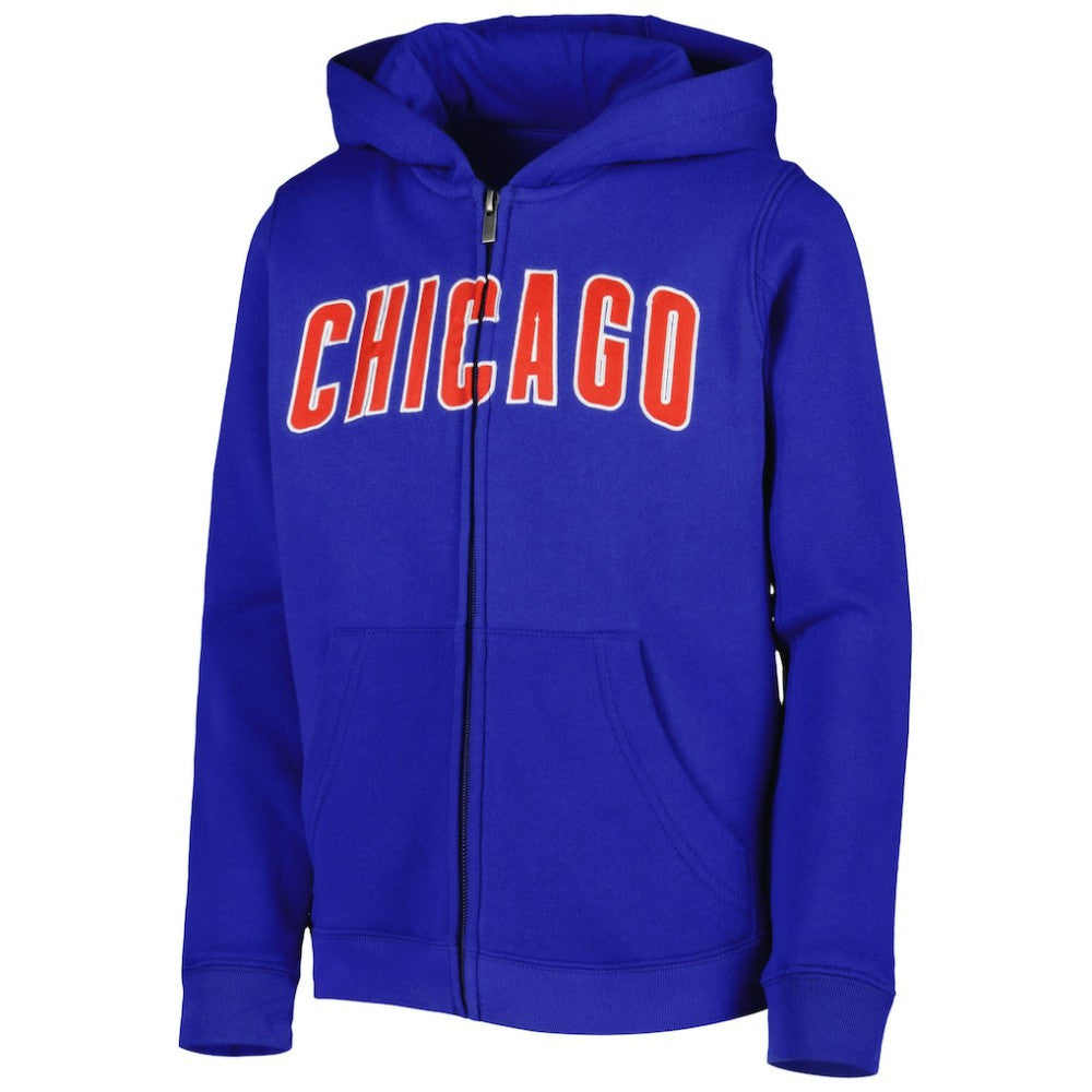Chicago Cubs Youth Wordmark Full-Zip Fleece Hoodie | MLB Discount