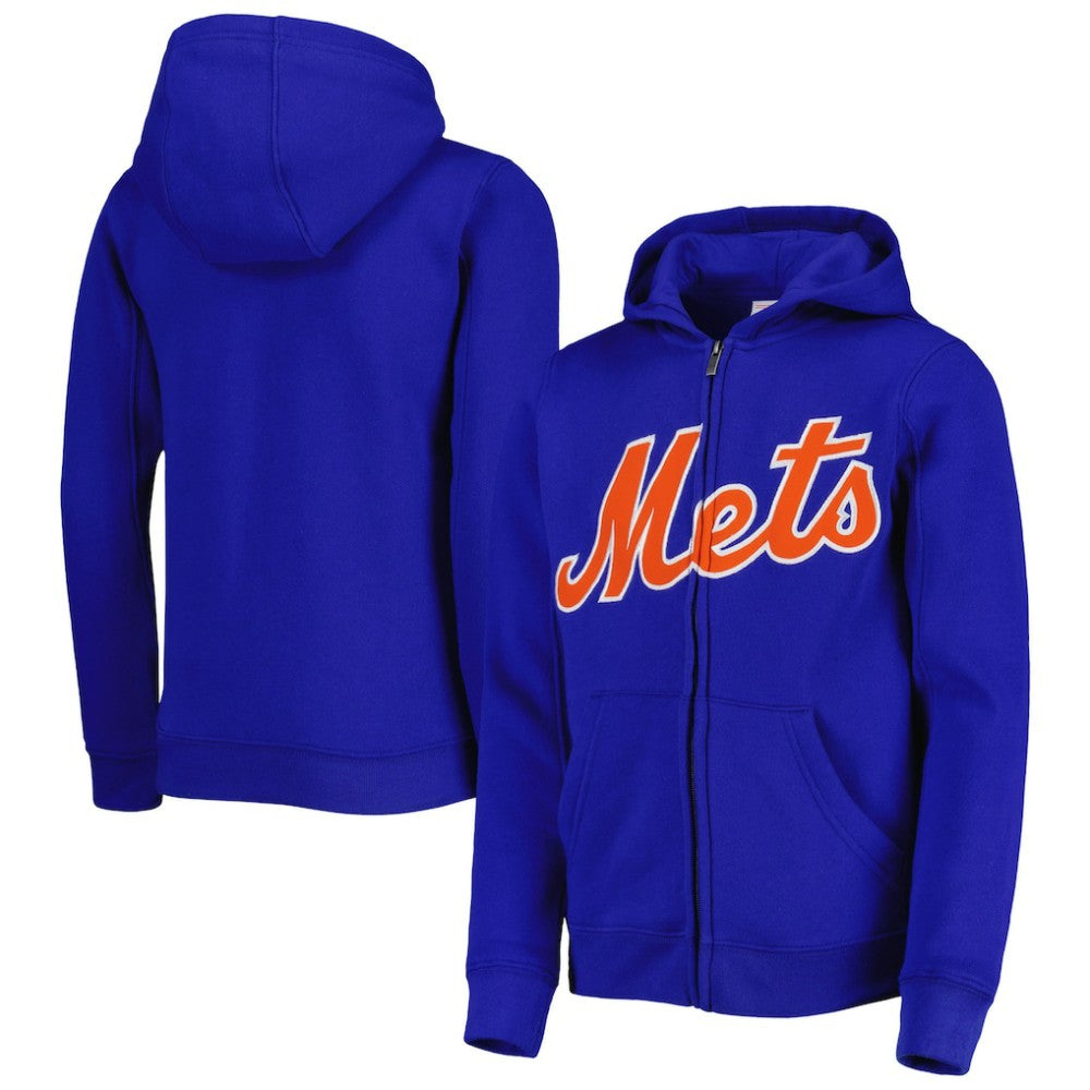 New York Mets Youth Wordmark Full-Zip Fleece Hoodie | MLB Discount