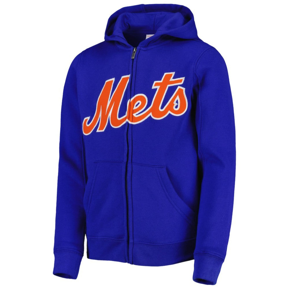 New York Mets Youth Wordmark Full-Zip Fleece Hoodie | MLB Discount