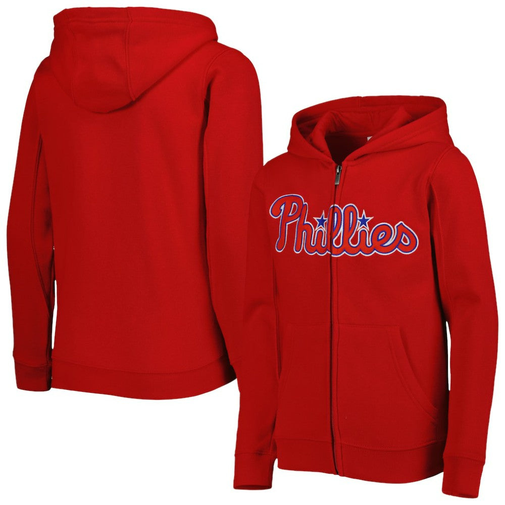 Philadelphia Phillies Youth Wordmark Full-Zip Fleece Hoodie | MLB Sale