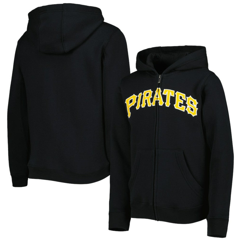 Pittsburgh Pirates Youth Wordmark Full-Zip Fleece Hoodie | MLB Discount