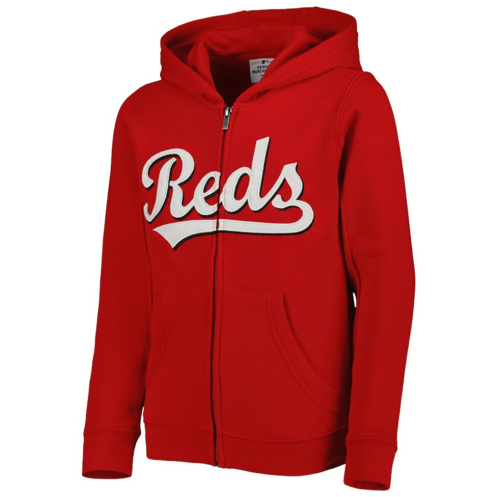 Cincinnati Reds Youth Wordmark Full-Zip Fleece Hoodie | MLB Online