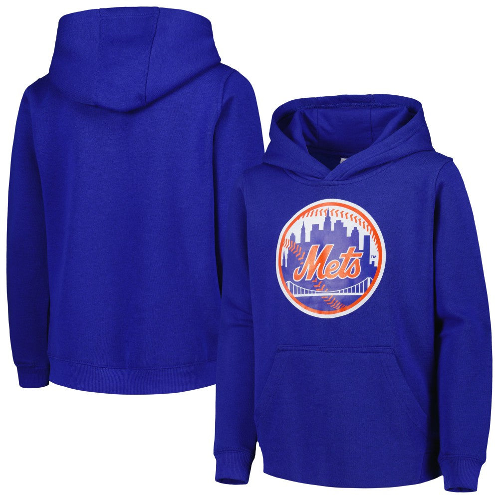 New York Mets Youth Team Primary Logo Pullover Hoodie | MLB Discount