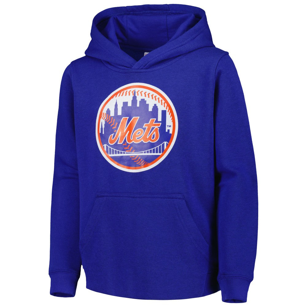 New York Mets Youth Team Primary Logo Pullover Hoodie | MLB Discount
