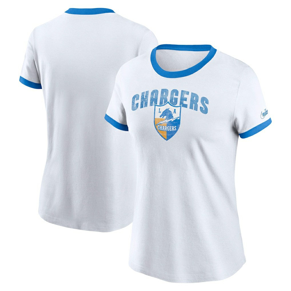 Los Angeles Chargers Nike Women's Rewind Ringer Tri-Blend T-Shirt