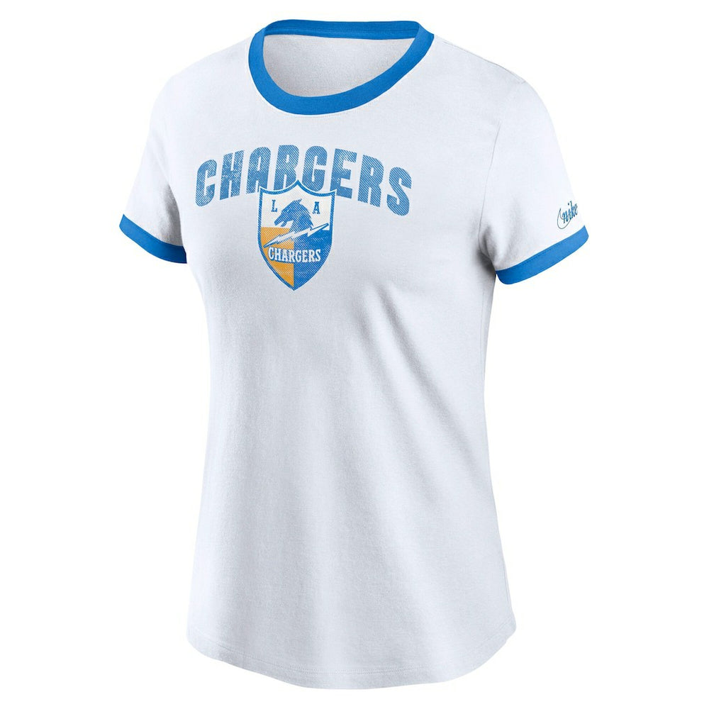 Los Angeles Chargers Nike Women's Rewind Ringer Tri-Blend T-Shirt