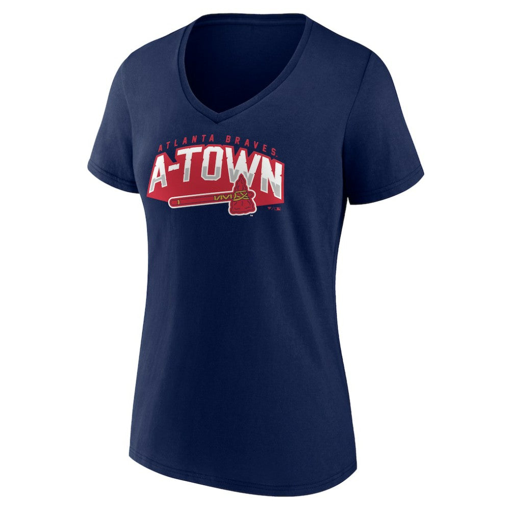Atlanta Braves Women's Paint the Black V-Neck T-Shirt | MLB Outlet