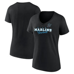 Miami Marlins Women's Back In Business V-Neck T-Shirt | MLB For sale