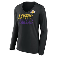 Los Angeles Lakers Women's Tumble V-Neck Long Sleeve T-Shirt For Sale