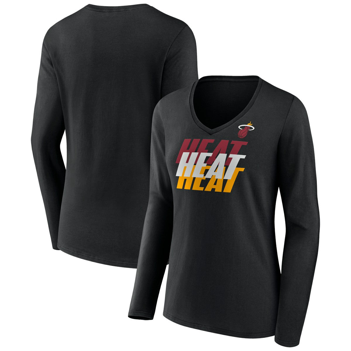 Miami Heat Women's Tumble V-Neck Long Sleeve T-Shirt For Sale