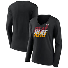 Miami Heat Women's Tumble V-Neck Long Sleeve T-Shirt For Sale
