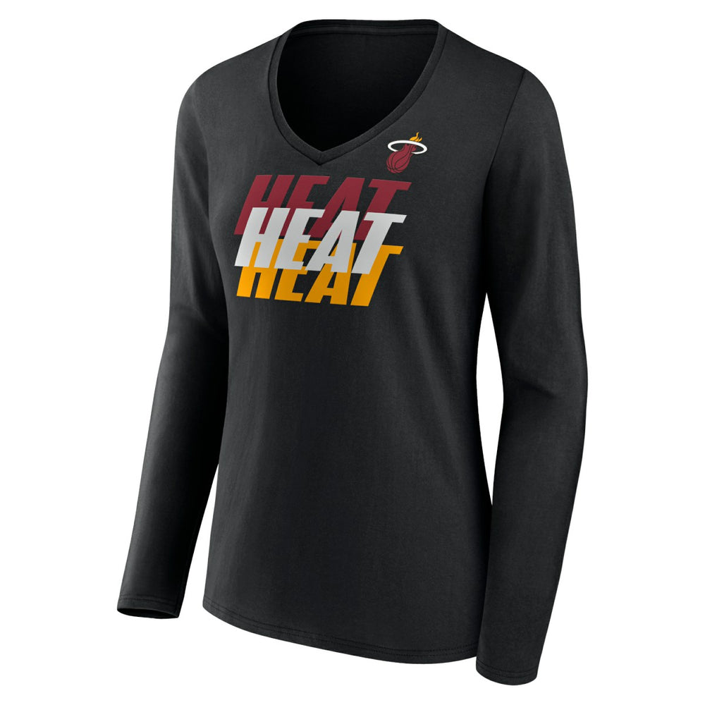 Miami Heat Women's Tumble V-Neck Long Sleeve T-Shirt For Sale