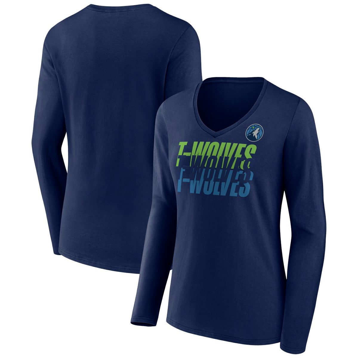 Minnesota Timberwolves Women's Tumble V-Neck Long Sleeve T-Shirt On Sale