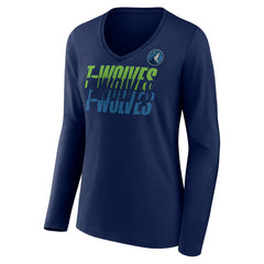 Minnesota Timberwolves Women's Tumble V-Neck Long Sleeve T-Shirt On Sale