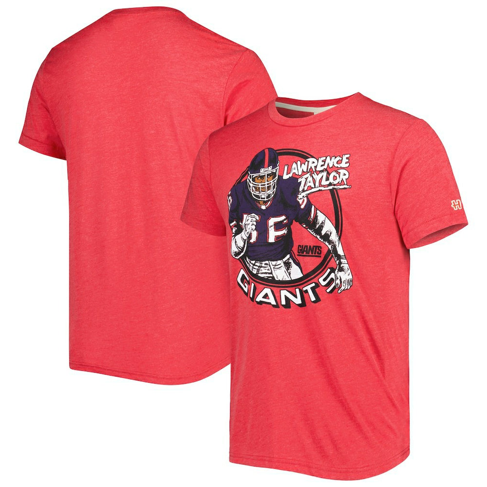 New York Giants  Lawrence Taylor  Homage Unisex Caricature Retired Player Tri-Blend T-Shirt