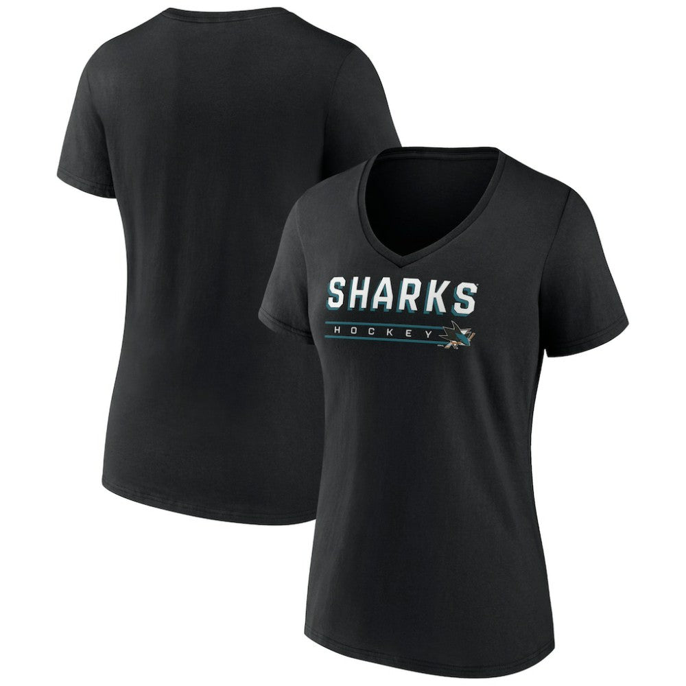 San Jose Sharks Women's Primary Play V-Neck T-Shirt For Sale
