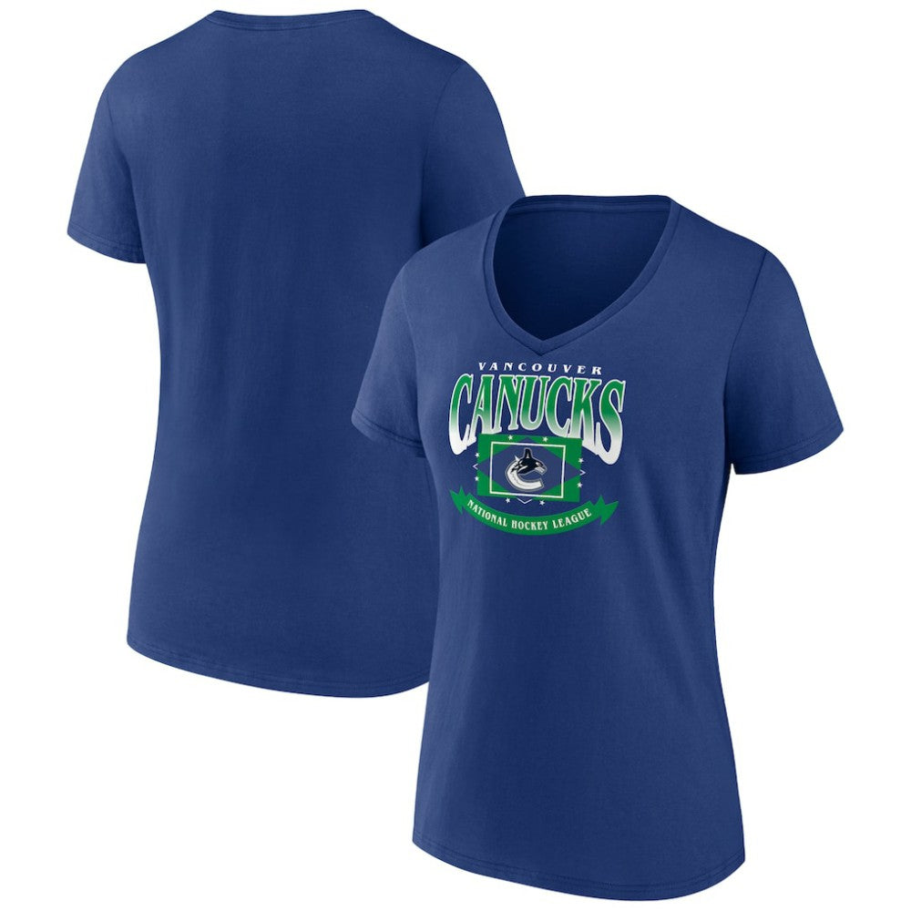 Vancouver Canucks Women's Slapshot V-Neck T-Shirt Sale