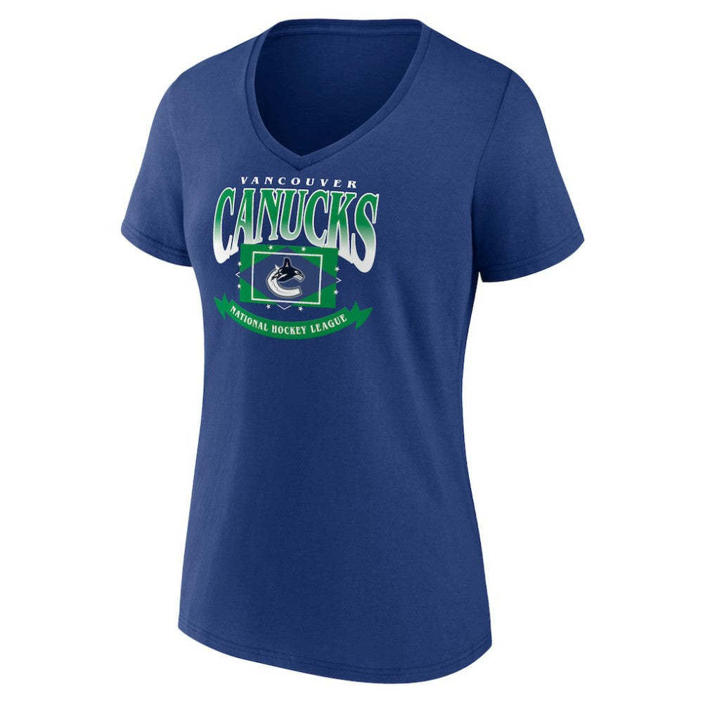 Vancouver Canucks Women's Slapshot V-Neck T-Shirt Sale