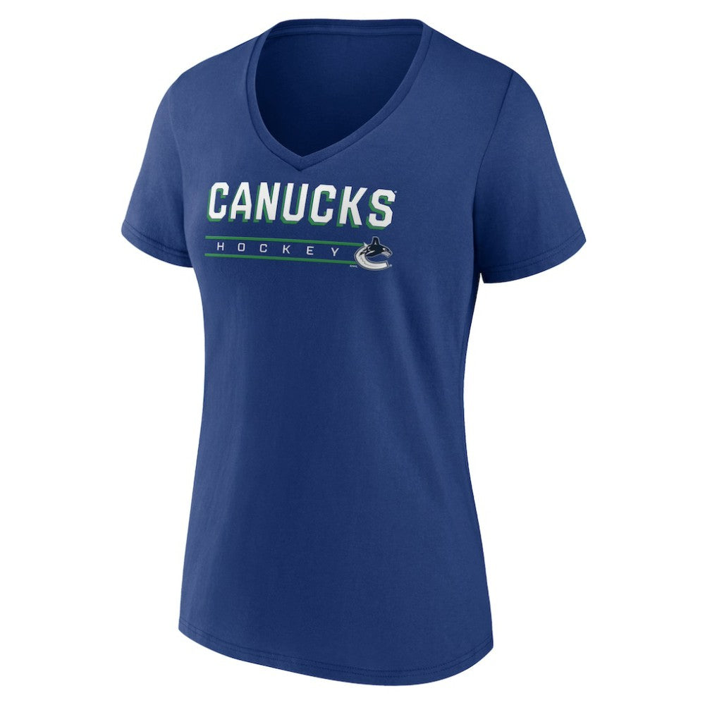 Vancouver Canucks Women's Primary Play V-Neck T-Shirt For Sale