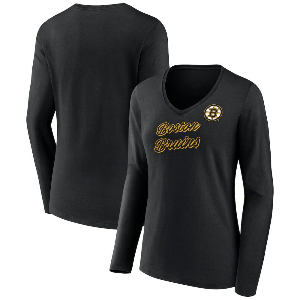 Boston Bruins Women's Forge Long Sleeve V-Neck T-Shirt Discount