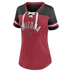 Arizona Cardinals Fanatics Women's Blitz & Glam Lace-Up V-Neck Jersey T-Shirt