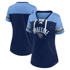 Tennessee Titans Fanatics Women's Blitz & Glam Lace-Up V-Neck Jersey T-Shirt