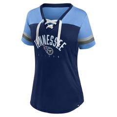 Tennessee Titans Fanatics Women's Blitz & Glam Lace-Up V-Neck Jersey T-Shirt