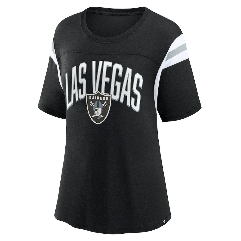 Las Vegas Raiders Fanatics Women's Earned Stripes T-Shirt