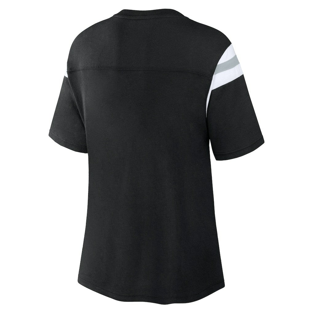 Las Vegas Raiders Fanatics Women's Earned Stripes T-Shirt