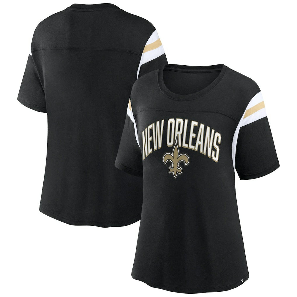 New Orleans Saints Fanatics Women's Earned Stripes T-Shirt