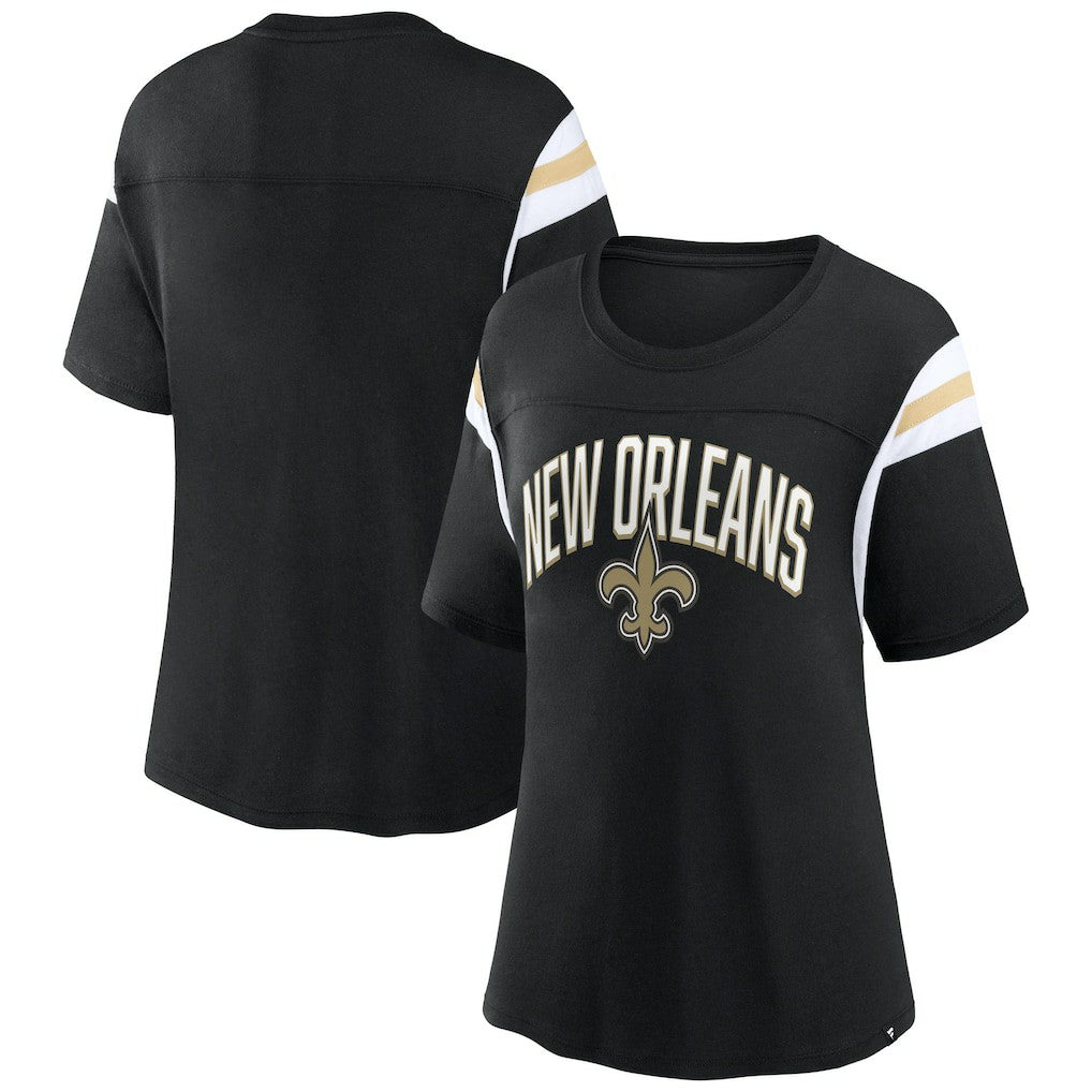 New Orleans Saints Fanatics Women's Earned Stripes T-Shirt