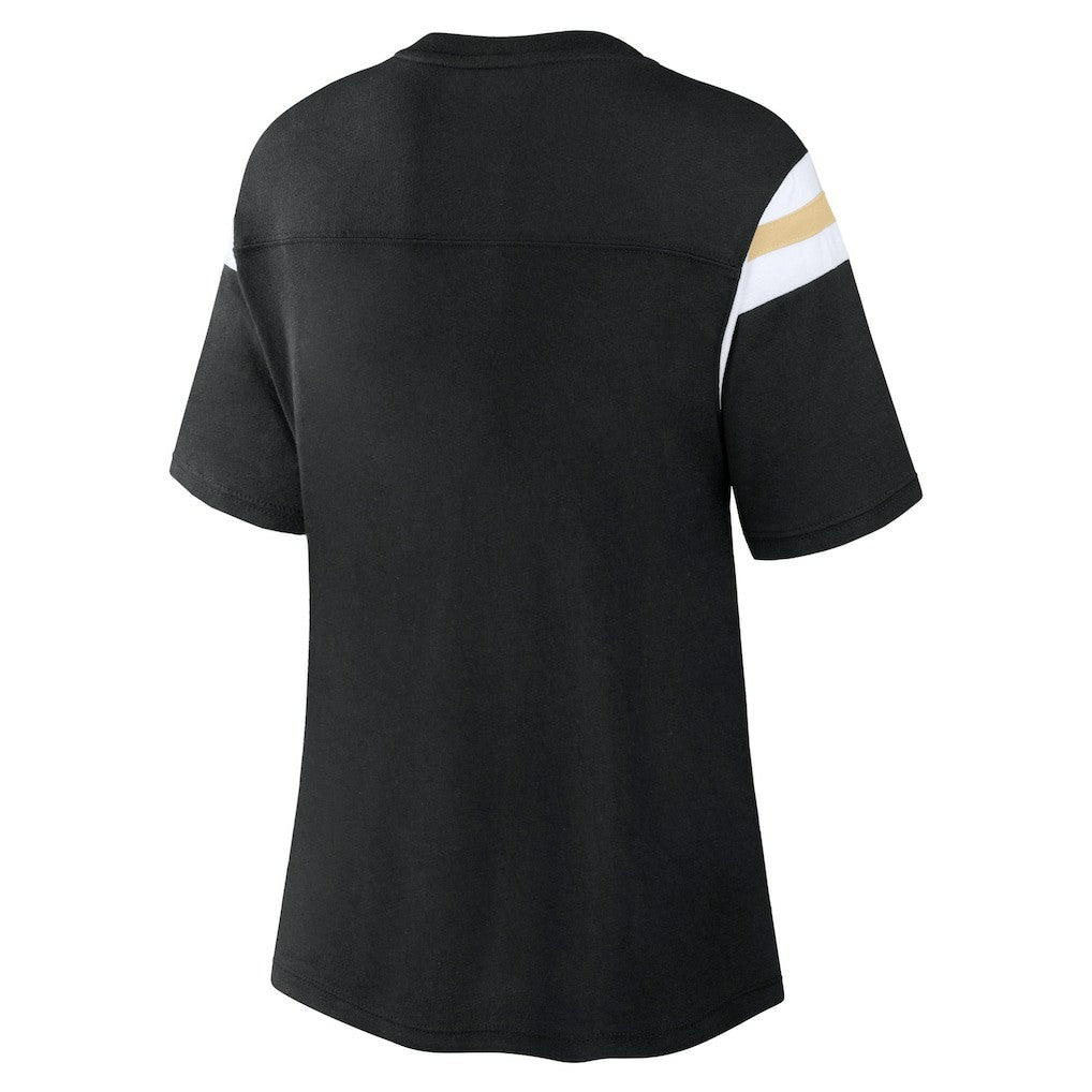 New Orleans Saints Fanatics Women's Earned Stripes T-Shirt