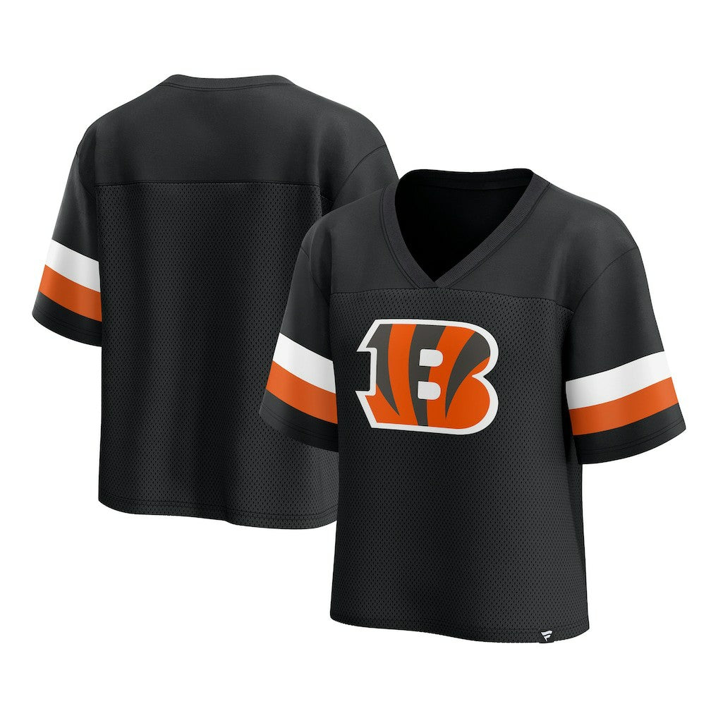 Cincinnati Bengals Fanatics Women's Established Jersey Cropped V-Neck T-Shirt