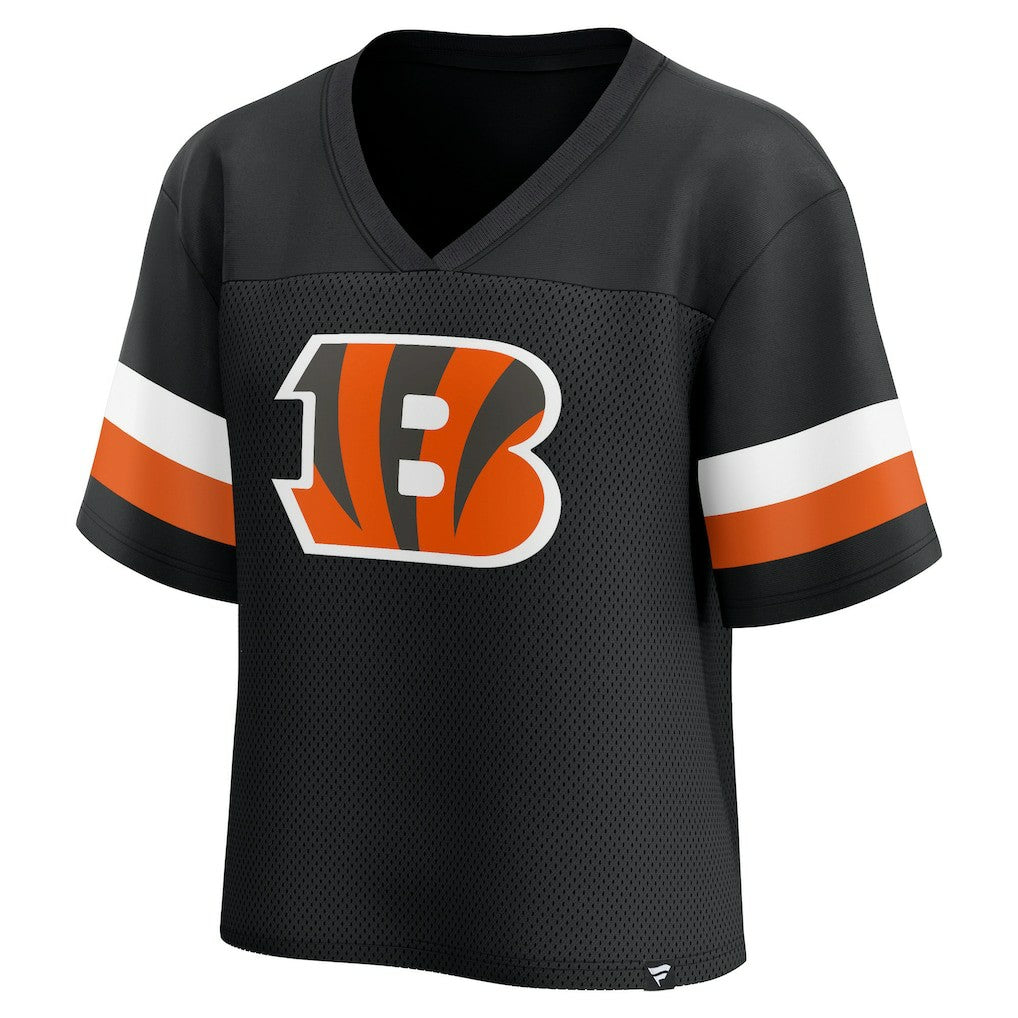 Cincinnati Bengals Fanatics Women's Established Jersey Cropped V-Neck T-Shirt