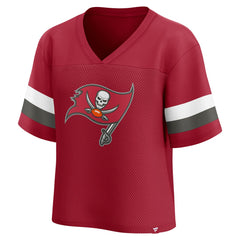 Tampa Bay Buccaneers Fanatics Women's Established Jersey Cropped V-Neck T-Shirt