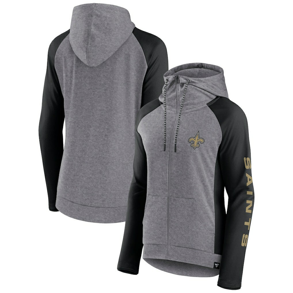 New Orleans Saints Fanatics Women's Blind Side Lightweight Full-Zip Hoodie