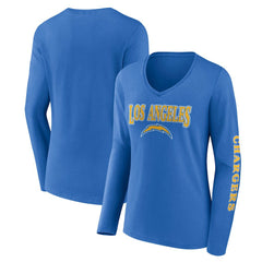 Los Angeles Chargers Fanatics Women's Wordmark Long Sleeve V-Neck T-Shirt