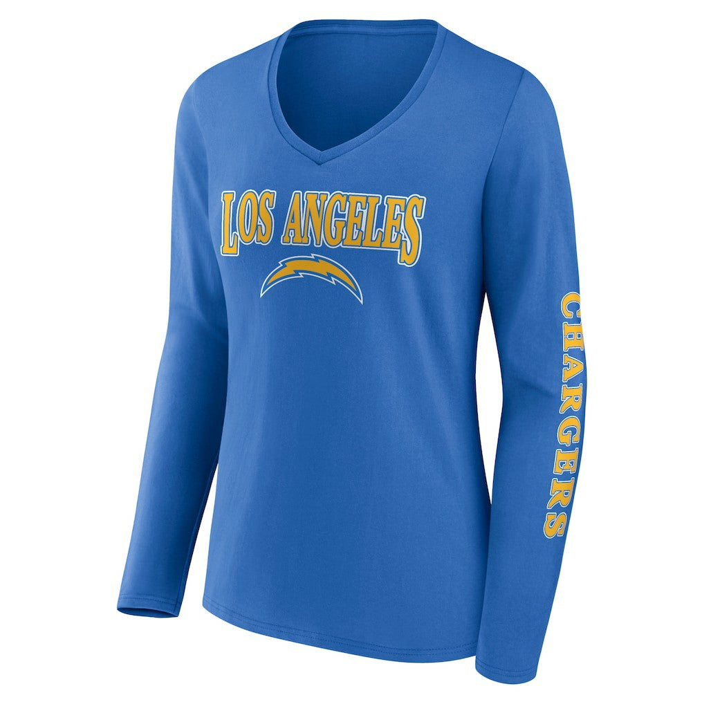 Los Angeles Chargers Fanatics Women's Wordmark Long Sleeve V-Neck T-Shirt