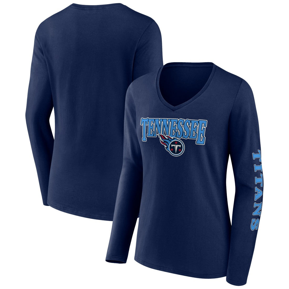 Tennessee Titans Fanatics Women's Wordmark Long Sleeve V-Neck T-Shirt
