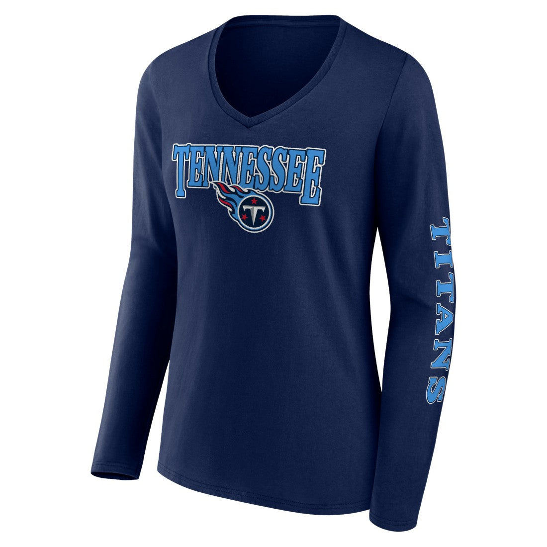 Tennessee Titans Fanatics Women's Wordmark Long Sleeve V-Neck T-Shirt