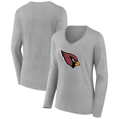 Arizona Cardinals  Women's Primary Team Logo Long Sleeve V-Neck T-Shirt