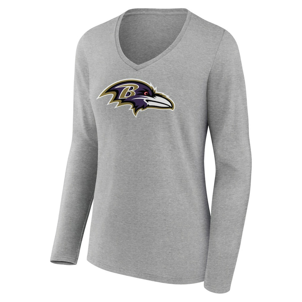 Baltimore Ravens  Women's Primary Team Logo Long Sleeve V-Neck T-Shirt