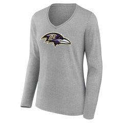 Baltimore Ravens  Women's Primary Team Logo Long Sleeve V-Neck T-Shirt
