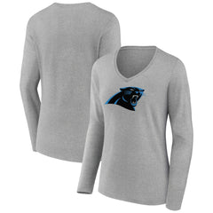 Carolina Panthers  Women's Primary Team Logo Long Sleeve V-Neck T-Shirt