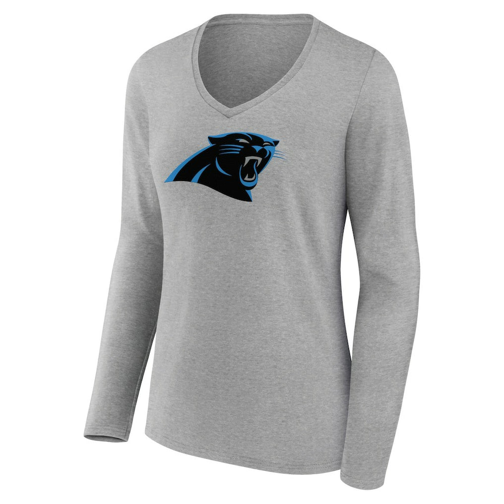 Carolina Panthers  Women's Primary Team Logo Long Sleeve V-Neck T-Shirt